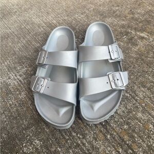 Silver Slide Sandals Birkenstock shoe